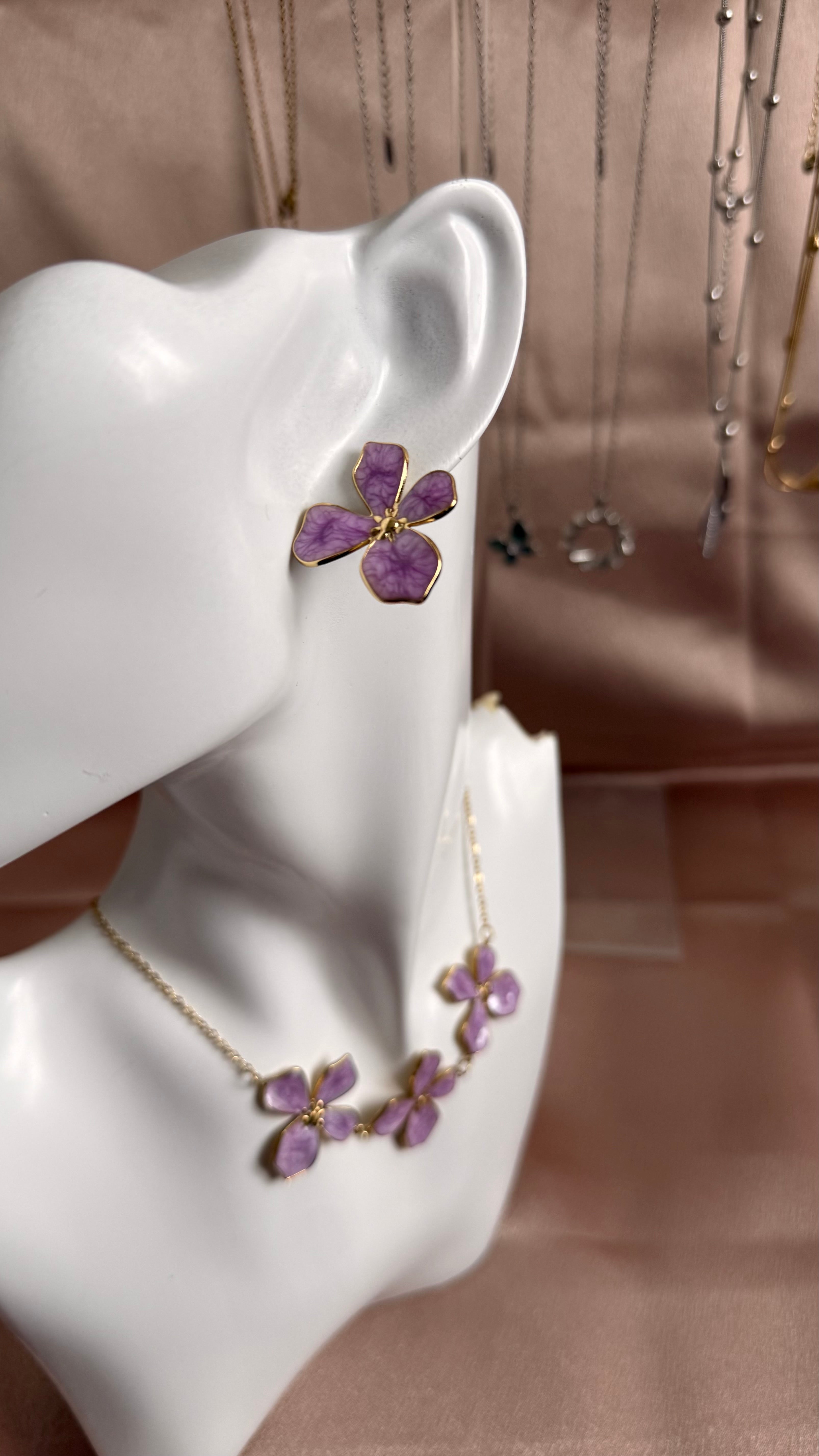 Purple Flower Jewelry Set