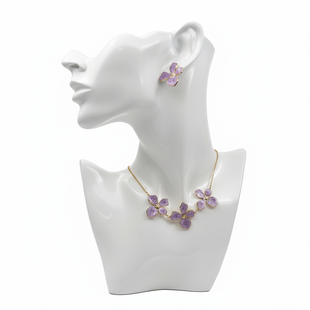 Purple Flower Jewelry Set - Komplettes Set
